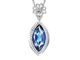 Collier Pendentif Avec Topaze Bleu Océan Et Diamant Simulé – Argent 925