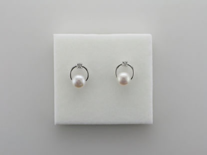 Image de Boucles d'oreilles perles d'eau douce et diamants