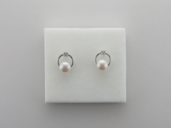 Image sur Boucles d'oreilles perles d'eau douce et diamants