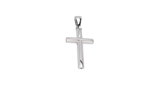 Image sur Pendentif croix en or blanc 10KT