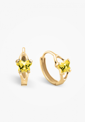 Image de Boucles d'oreilles en or jaune 10KT et pierre du mois de novembre Collection Bfly