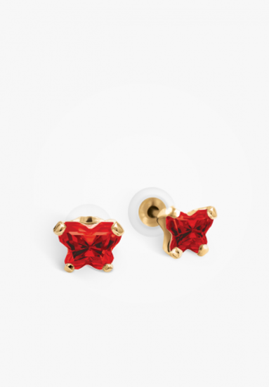 Image sur Boucles d'oreilles en or jaune 10KT avec pierre du mois de janvier Collection Bfly