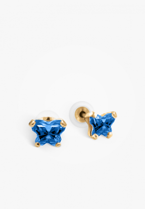 Image de Boucles d'oreilles en or jaune 10KT avec pierre du mois de septembre Collection Bfly