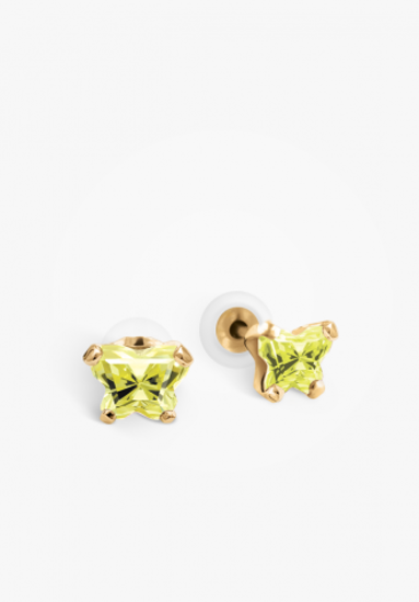 Image sur Boucles d'oreilles en or jaune 10KT avec pierre du mois d'août Collection Bfly