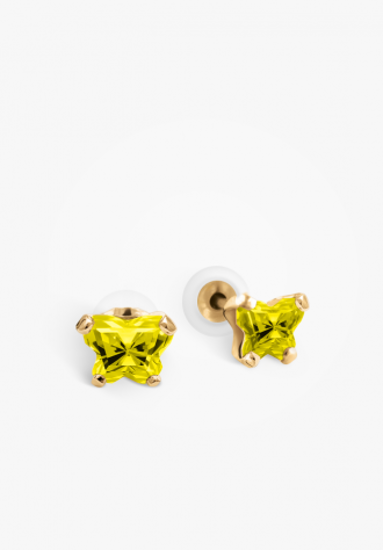 Image sur Boucles d'oreilles en or jaune 10KT avec pierre du mois de novembre Collection Bfly