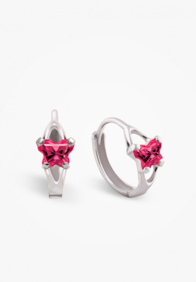 Image sur Boucles d'oreilles en or blanc 10KT et pierre du mois de juillet Collection Bfly