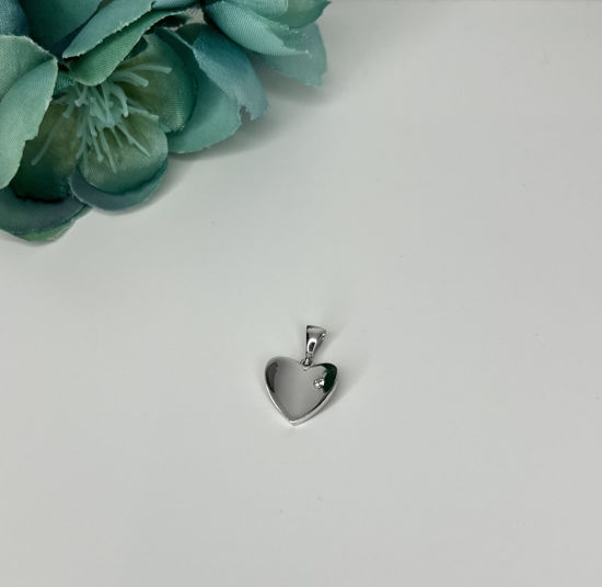 Image sur Pendentif cœur en or blanc avec zircon cubique