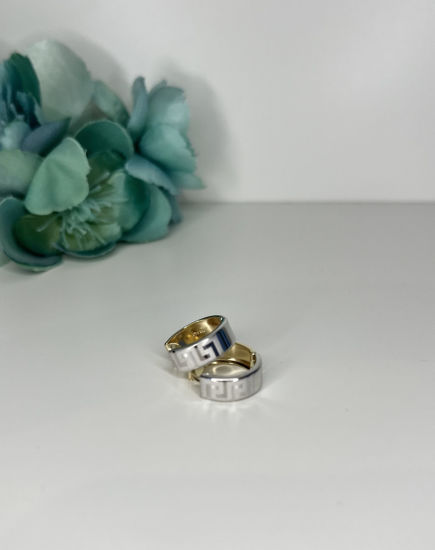 Image sur Boucles d'oreilles en or jaune et blanc réversible