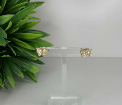 Image de Boucles d'oreilles en or jaune papillons avec zircons cubiques