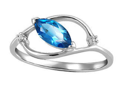 Image de Bague en or blanc 10kt avec topaze bleu et diamants