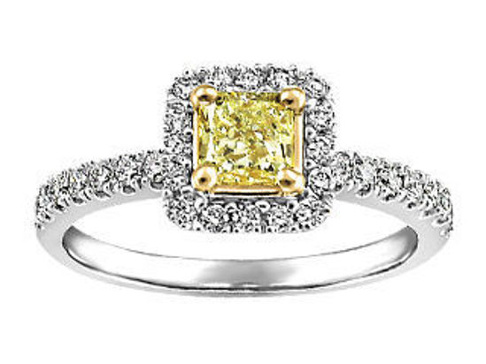 Image sur Bague en or blanc et jaune 18KT avec un diamant couleur canari