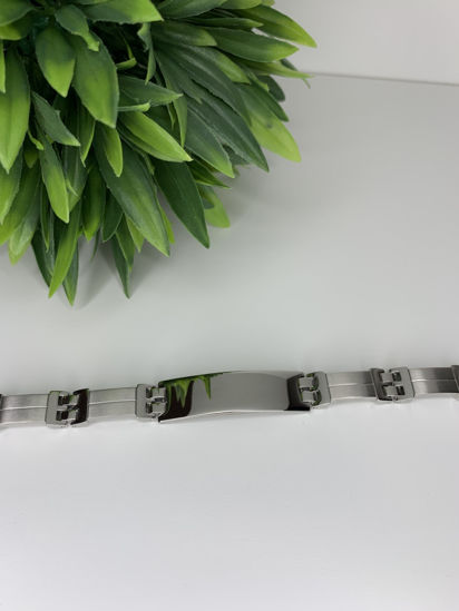 Image sur Bracelet semi-rigide avec plaque en acier inoxydable 8 1/4" - BID100