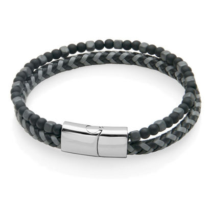 Image de Bracelet en cuir et acier inoxydable T1XG840185 de la Collection Steelx