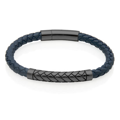 Image de Bracelet en cuir bleu marine et acier inoxydable T1XF690485 de la Collection Steelx