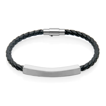 Image de Bracelet en cuir noir et acier inoxydable T1XG230180 de la Collection Steelx