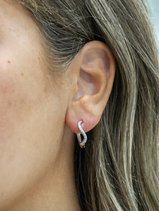 Image de Boucles d'oreilles huggies en argent 925 avec zircons cubiques