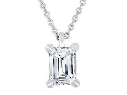 Image de Collier en or blanc 10KT avec un diamant de laboratoire de 50 pts - LGG030P/50