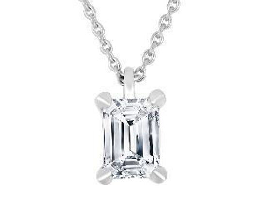 Image sur Collier en or blanc 10KT avec un diamant de laboratoire de 50 pts - LGG030P/50