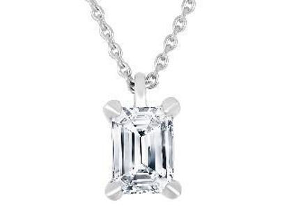 Image de Collier en or blanc 10KT avec un diamant de laboratoire de 50 pts