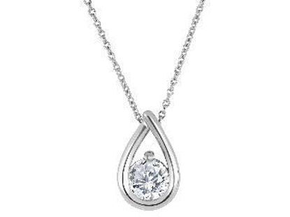 Image de Collier en or blanc 10KT avec un diamant de laboratoire de 50 pts - LGG152P/50