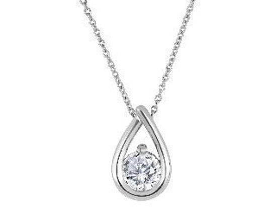 Image sur Collier en or blanc 10KT avec un diamant de laboratoire de 50 pts - LGG152P/50