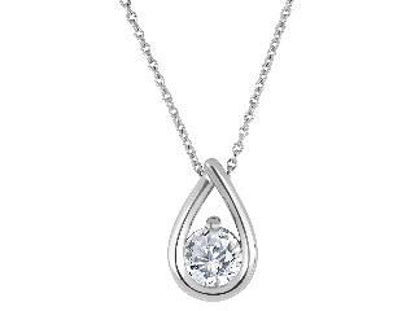 Image de Collier en or blanc 10KT avec un diamant de laboratoire de 50 pts