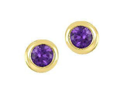 Image de Boucles d'oreilles en or jaune 10KT avec des améthystes véritables