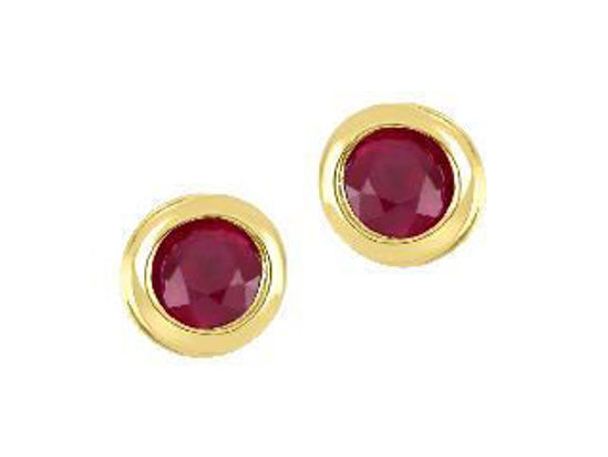 Image sur Boucles d'oreilles en or jaune 10KT avec des rubis véritables