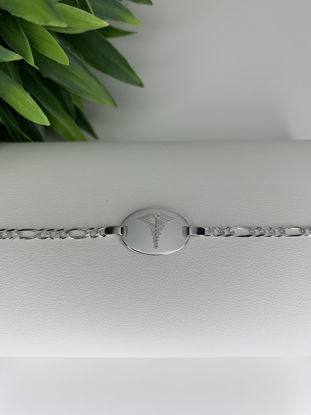 Image de Bracelet médical Figaro 7 1/4" en or blanc 10KT