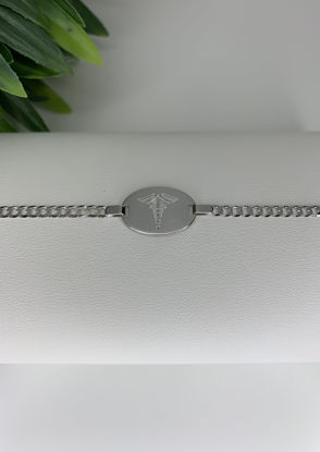 Image de Bracelet médical Gourmette 7 1/2" en or blanc 10KT